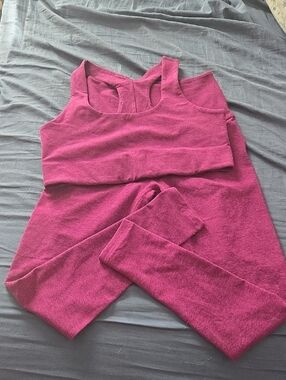 Beyond Yoga Purple Racerback Tank and Leggings Set